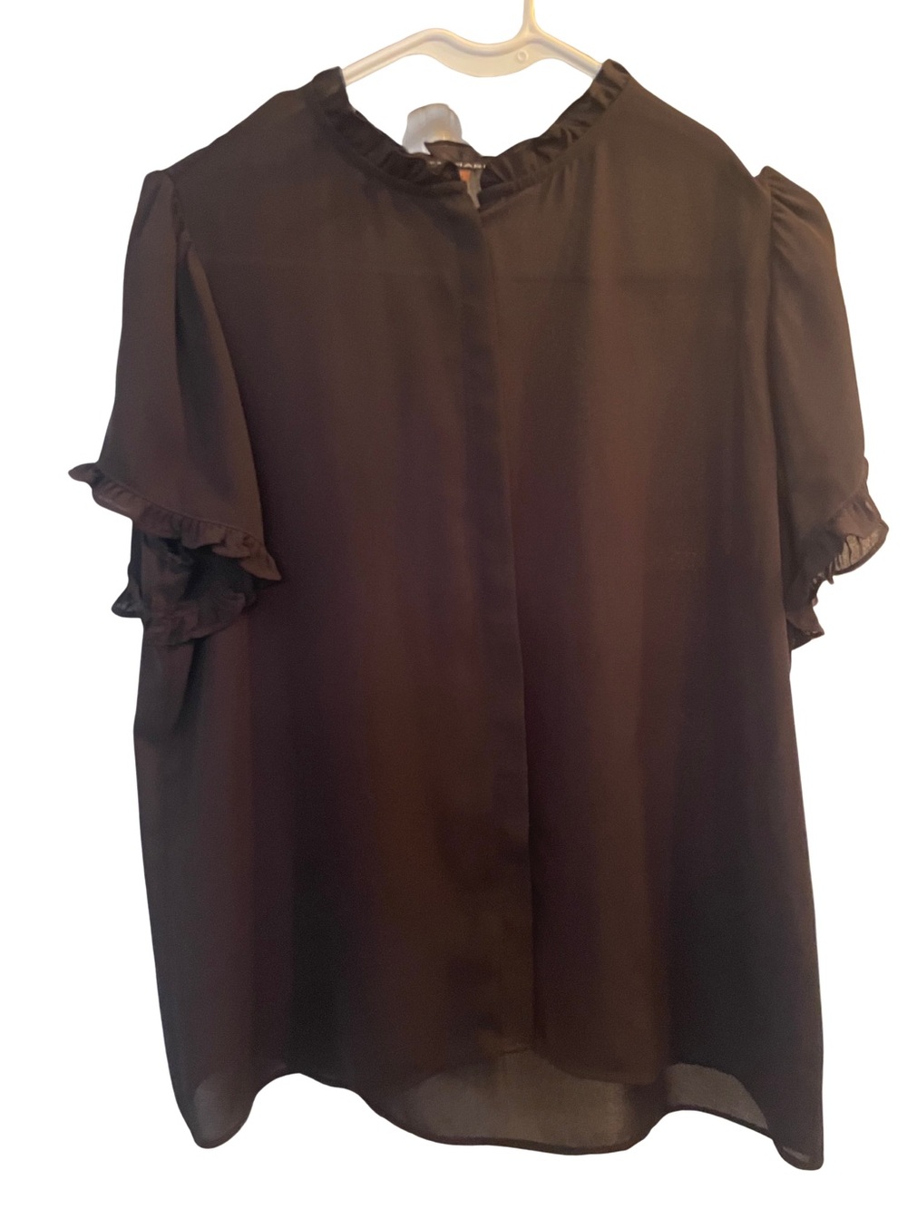 Tahari Black Ruffle-Sleeve Blouse